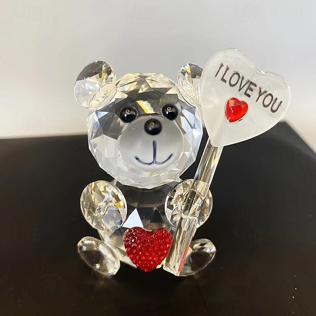  cadeaux de Saint-Valentin ours en cristal avec cœur - décoration intérieure/extérieure polyvalente, parfaite pour les anniversaires & vacances