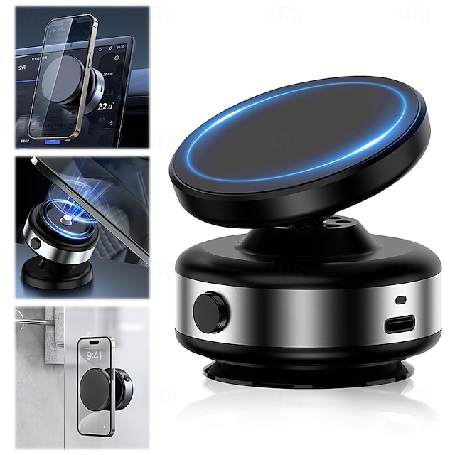  Supporto magnetico a ventosa elettrico regolabile a 360 gradi per telefono cellulare, supporto magnetico a mani libere per auto/palestra/specchio/superficie liscia, compatibile con iPhone MagSafe
