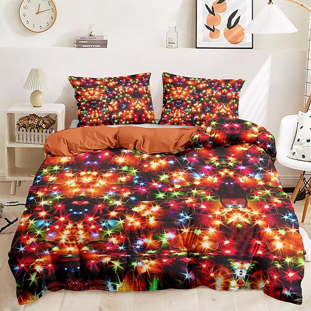  set copripiumino colorato per capodanno 100% cotone, tessuto morbido e traspirante, design vivace e festoso, include copripiumino e federe, ipoallergenico e delicato sulla pelle, lavabile in lavatrice, resistente