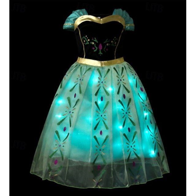  Frozen נסיכות אגדה אנה שמלת ילדה פרח תחפושת מסיבת נושא שמלות טול תחפושת קרנבל נורית לד תחפושות משחק של דמויות מסרטים for בנות האלווין (ליל כל הקדושים) קרנבל מארדי גרא הצגה מפלגה שלב
