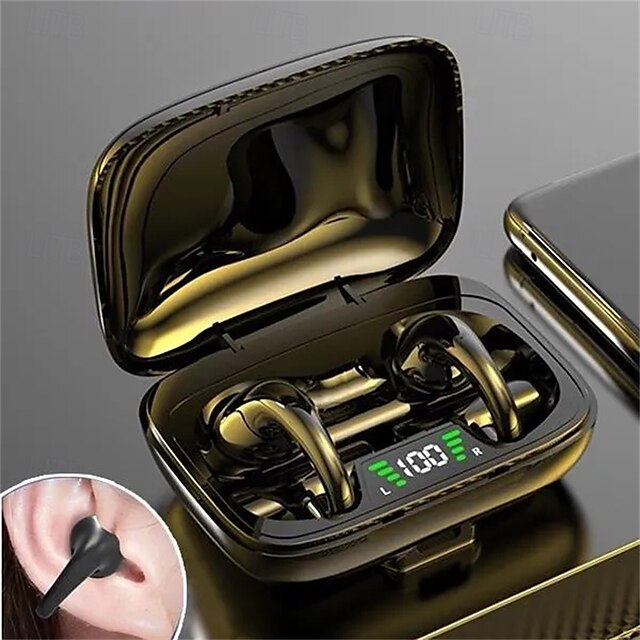  Casque Bluetooth 5.3 de sport avec annulation de bruit écouteurs gaming sans fil écouteurs stéréo non intra-auriculaires affichage LED de l'état de la batterie étui de chargement pour smartphone