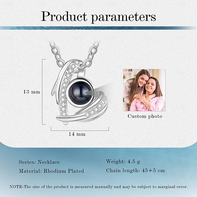 Collier Photo Personnalisé Ehihas - Projection D'image Cachée, Laiton Ou Argent 925, Cadeau Sentimental