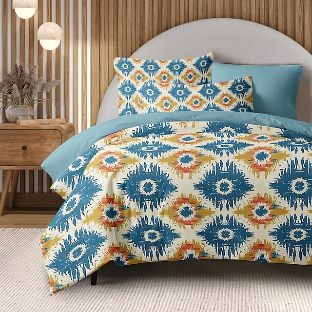  Geometric Pattern Duvet Cover Set Set Soft 3-Piece Luxury Cotton Bedding Set Home Decor Gift Twin Full King Queen Size Duvet Cover