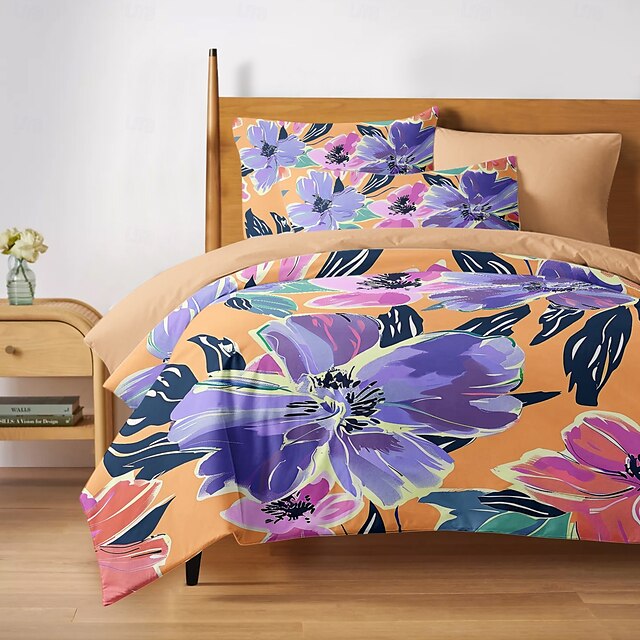  100% bomull floral tropisk serie dynetrekk 3-delt sett for sommer myk hudvennlig langvarig