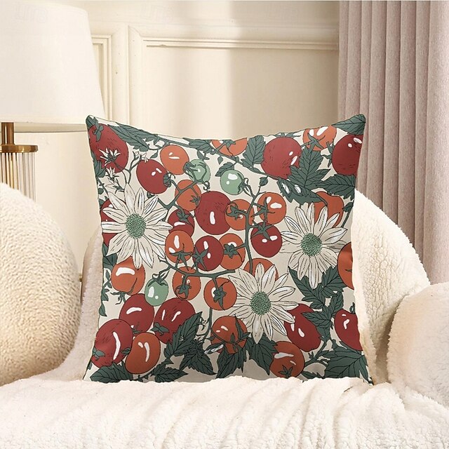  Housse de coussin décorative 1 pièce, housse de coussin carrée douce pour chambre à coucher, salon, canapé, chaise, tomates