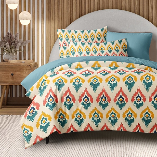  Geometric Pattern Duvet Cover Set Set Soft 3-Piece Luxury Cotton Bedding Set Home Decor Gift Twin Full King Queen Size Duvet Cover