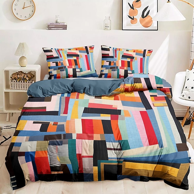  Juego de funda nórdica navideña con patrón de rayas festivas, acogedor juego de edredón navideño, ropa de cama navideña completa que incluye funda nórdica y fundas de almohada, perfecto para agregar alegría estacional a su dormitorio