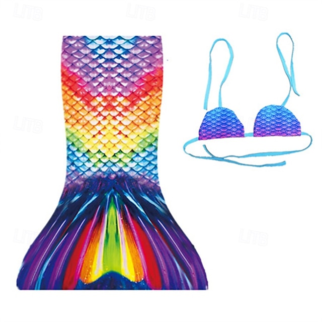  Bambino Da ragazza Costume da bagno da sirena Costume da bagno Per eventi Spiaggia Bilance Festività Tropicale Costumi da bagno 4 anni + Estate Rosa Blu Reale