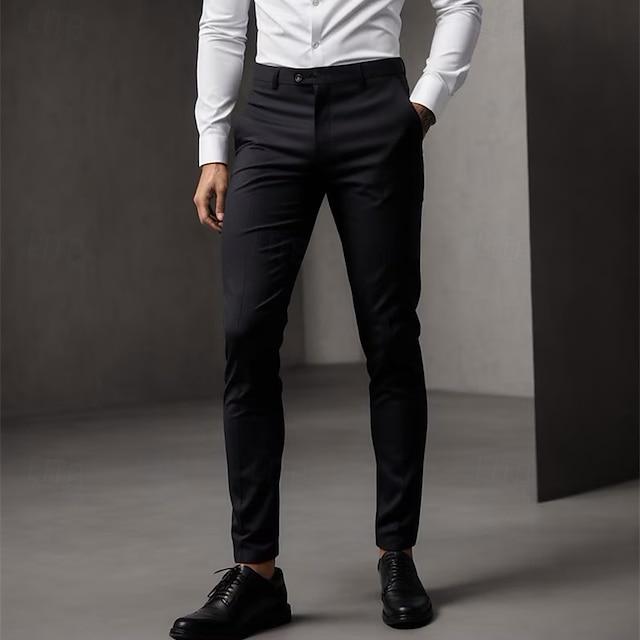  Pánské Oblekové Kalhoty Kalhoty chinos Knoflíky Kapsy Pevná barva Pohodlné Po kotníky Formální Párty Práce Módní Klasický styl Černá Khaki Lehce elastické