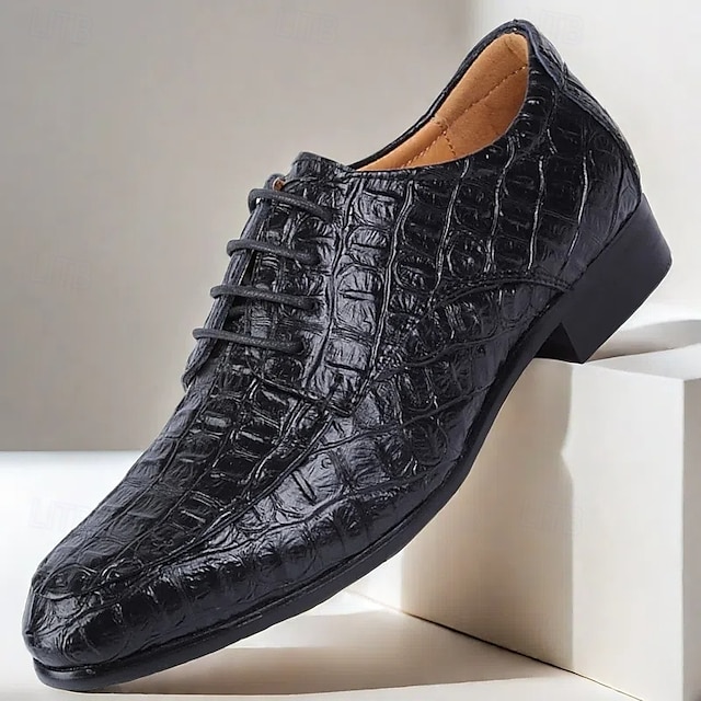 Bărbați Oxfords Model de crocodil PU piele Respirabil Comfortabil Anti-Alunecare Dantelat Maro Deschis Negru Toamnă Iarnă