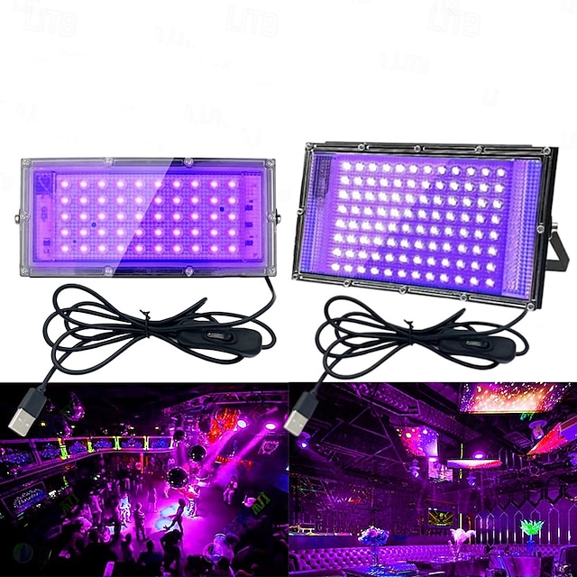  Lampe de poche à lumière noire USB 5 V, lampe de travail à lumière violette UV avec source de lumière d'ambiance de scène, lumières de fête à l'intérieur pour la vie à la maison 1 pièce