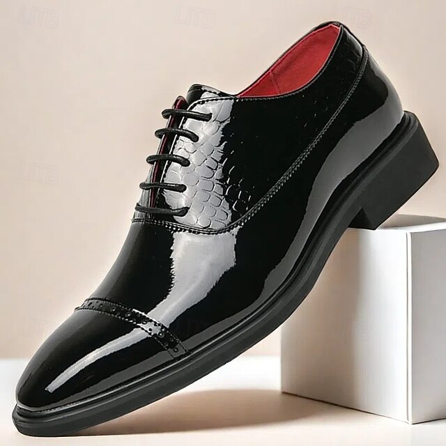  Herre Pæne sko PU / Læder Åndbart Bekvem Skridsikker Snøre Sort Guld Efterår Vinter