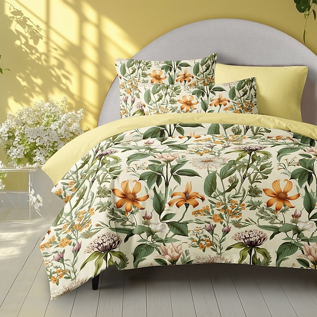  Copripiumino in cotone 100% set copripiumino con motivo floreale morbido set di biancheria da letto di lusso in 3 pezzi regalo per la casa re regina completo