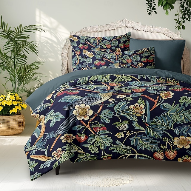  profondo set copripiumino botanico - include copripiumino e federe - ricco design ispirato alle piante - tessuto morbido e confortevole - perfetto per l'arredamento elegante della camera da letto