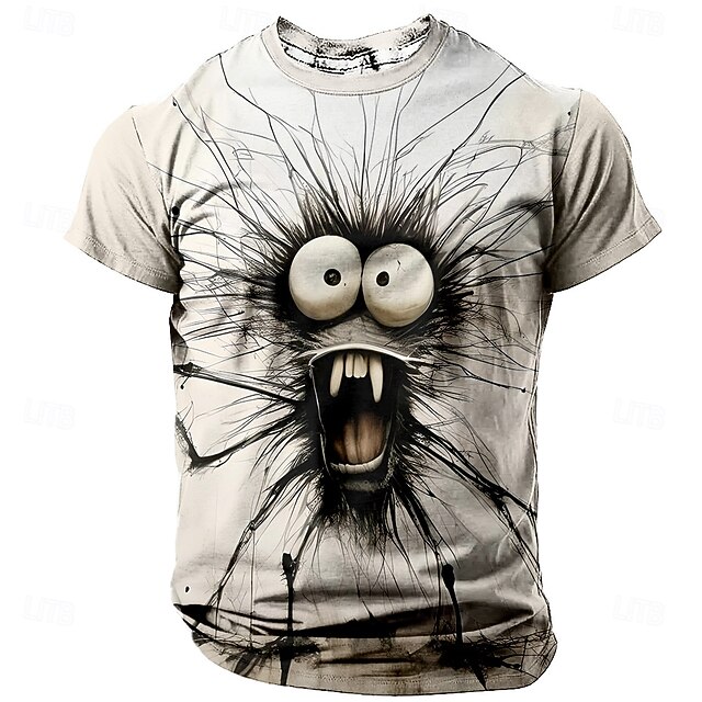Men's Spider Funny T Shirt Short Sleeve T shirt 3D Print Crew Neck Shirt Exaggerated Designer Party Holiday Beige Summer Spring Clothing Apparel S M L XL XXL XXXL4