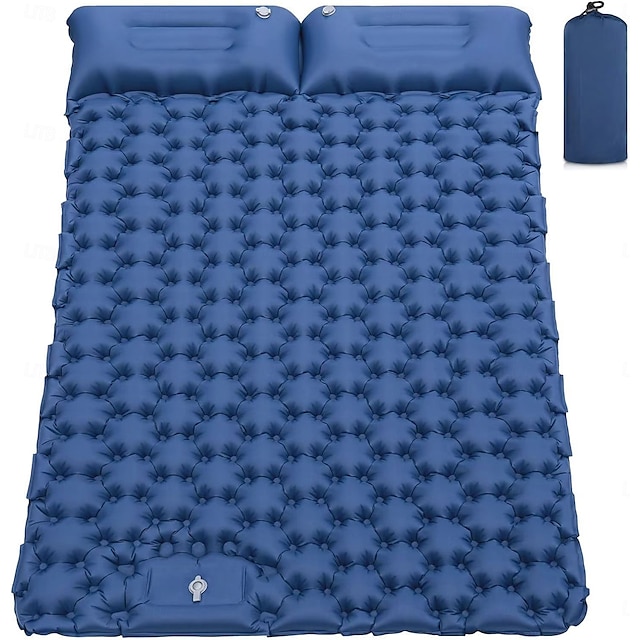  Portable Outdoor Camping Inflatable Pad with Foot Pump, Waterproof Double Sleeping Mat for Picnics and Car Bed