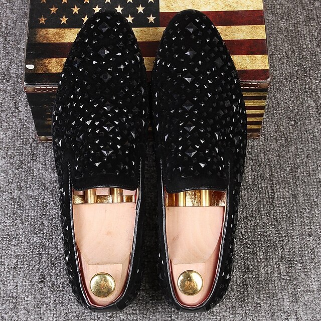  mocassins en velours noir pour hommes avec détails cloutés – chaussures à enfiler élégantes pour les occasions formelles et en soirée