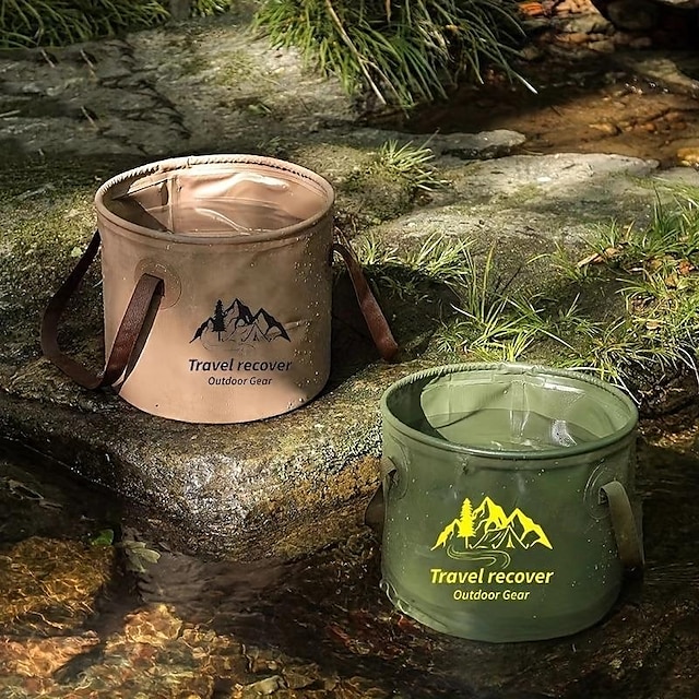  Cubo de agua plegable para exteriores, gran capacidad, bolsa de almacenamiento portátil para acampar, cubo de remojo multifuncional para viajes, cubo de pesca