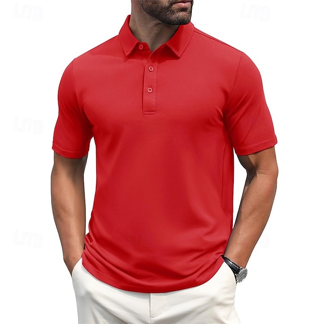  Herren Golfhemd Golf Poloshirts Arbeit Casual Kargen Kurzarm Basic Modern Glatt Knopf Frühling Sommer Regular Fit Hellgelb Wein Pfauenblau Dunkelgrau Schwarz Weiß Golfhemd