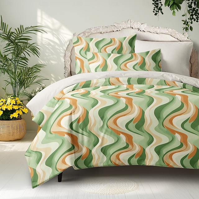  Conjunto de capa de edredom 100% algodão conjunto de edredom com padrão geométrico, conjuntos de cama com capa de edredom boho impressa com fronha envelope, decoração de quarto capa de edredom king