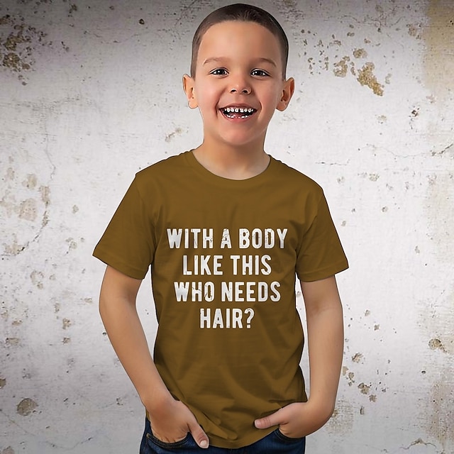 Băieți 3D Grafic Scrisă Tricou Manșon scurt Vară Primăvară Modă De Bază Copii 4-12 ani Stil Nautic În aer liber Casual Zilnic Fit regulat