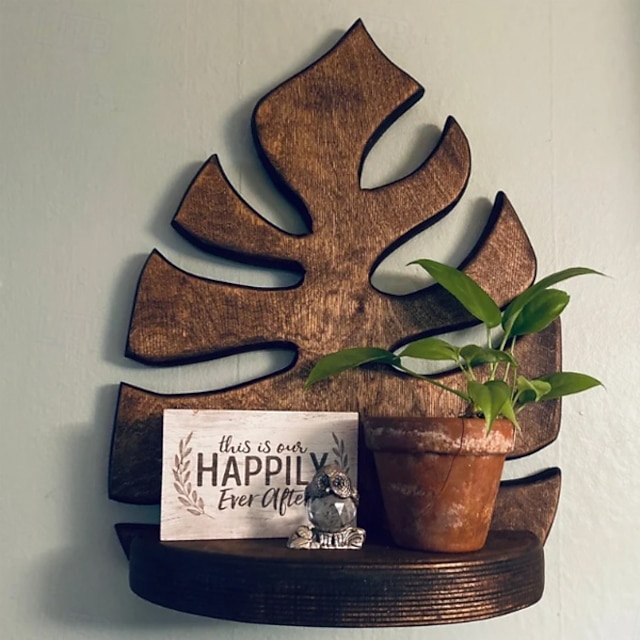  vegghylle, monstera-hylle, plantestativ, veggoppheng, veggkunst, plantedekor, hengende hylle, flytende hylle, veggdekor, valentinsgave