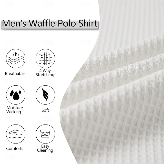 Men's Waffle Polo Shirts Waffle T Shirt Sports Outdoor Cycling Standing ...