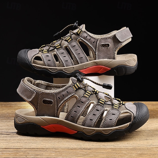  sandales de randonnée d'extérieur pour hommes - conception respirante à bout fermé, sangles à lacets réglables, semelle antidérapante, chaussures d'été confortables pour la randonnée et le camping