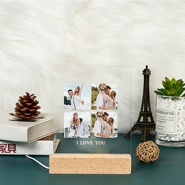 Personalized Acrylic Wooden Night Light Light Up Frame With Customized 