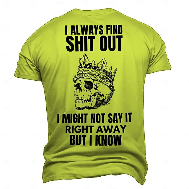  Voor heren Doodskoppen T-shirt Korte mouw T-shirt 3D-afdrukken Strakke ronde hals Overhemd Gotisch Straat Donkere partij Wit Groen Donkergrijs Zomer Lente Kleding S M L XL XXL XXXL