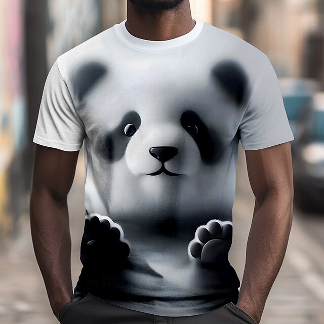Men's Panda Funny T Shirt Short Sleeve T shirt 3D Print Crew Neck Shirt Exaggerated Designer Party Holiday White Summer Spring Clothing Apparel S M L XL XXL XXXL4