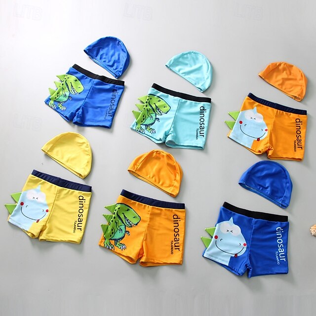  Lapset Poikien Uimapuku Piirretty Lyhythihainen Crewneck Hiekkaranta Loma Keltainen Kesä Vaatteet 4 vuotta +