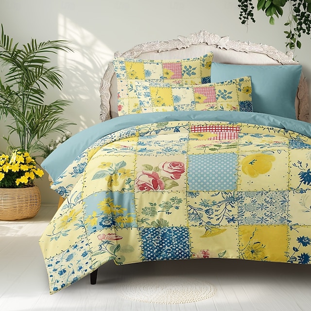  Geometric Floral Pattern Duvet Cover Set Set Soft 3-Piece Luxury Cotton Bedding Set Home Decor Gift Twin Full King Queen Size Duvet Cover