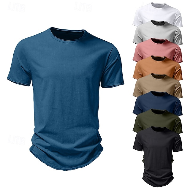  100% Cotton Men's T Shirt Tee Top Plain Crew Neck Vacation Street Short Sleeves Classic Style Clothing Apparel Fashion Designer Basic