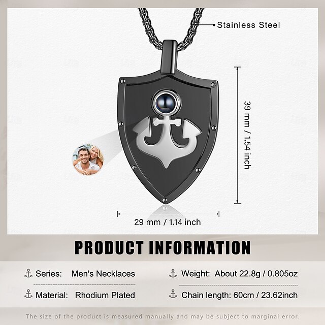Collana Personalizzata Con Foto Proiettata - Regalo Unico Per Coppia, Fidanzati, Mamma - Gioiello Con Pietra Di Cristallo