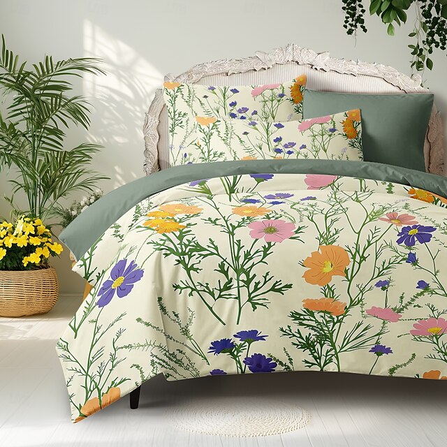 Planta flores capa de edredão conjunto de cama conjunto de 2 peças conjunto de 3 peças leve macio curto pelúcia engrossado feltro conjunto de cama quadrada