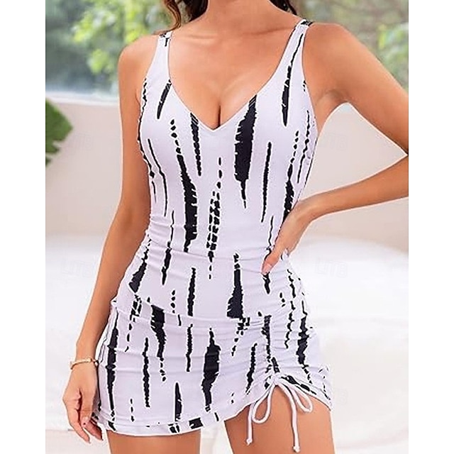 Femme Maillot de bain 1 pièce V Profond Maillots de Bain Maillots de Bain Blanche Respirable Séchage rapide Poids Léger Sans Manches - Natation Surf Plage Eté Printemps