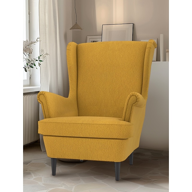  100% Βαμβάκι Κάλυμμα Πολυθρόνας Wingback Μονοχρωμο Κουβερτισμένο
