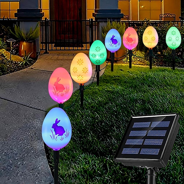  5m solární velikonoční zásuvný světelný řetězec na zemní velikonoční vejce - 20 LED pro ozdobu nádvoří, zahrady a trávníku