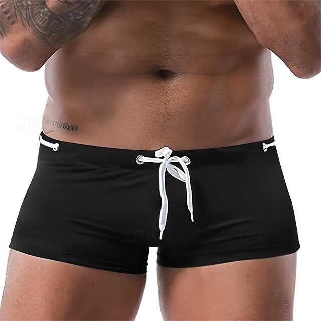  Herr Badshorts Badkläder Underdelar Snörning Simmning Surfing Strand Vattensport Solid färg Sommar Vår