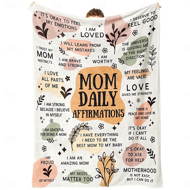  cobertor para o dia das mães, uma carta para a mãe, presente para o dia das mães, manta macia e aconchegante, presente perfeito para a mãe, design floral ou de coração, quente e confortável