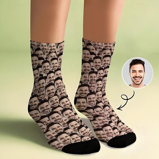  Personalisierte lustige Socken mit Gesicht das beste Geschenk für Papa individuelle Hochzeits-Paarfoto-Socken Haustier Familie Weihnachten Geburtstag Abschlussgeschenk