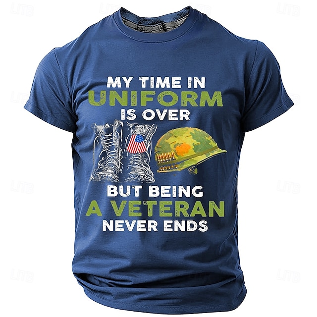  Día de los Veteranos Camiseta Patriota Patriótica de Hombre Veterano Camiseta de Veteranos Camiseta de Manga Corta Camiseta de Impresión 3D Camiseta de Cuello Redondo Estilo Diario Militar Calle