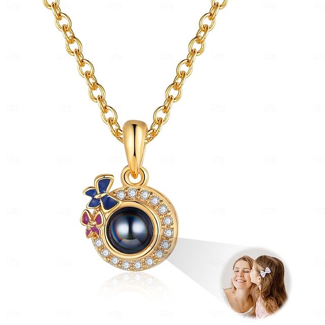  Personalized Photo Projection Necklace Custom Best Gift for Mom - Customized Pendant with Photo, Ideal Personalized Gift for Lovers, Family, or Friends, Perfect for Wedding