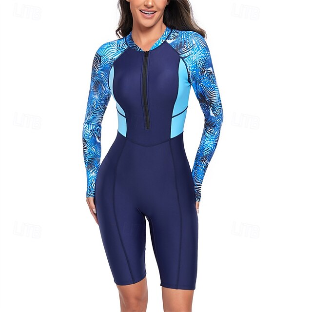 Women's Rash Guard One Piece Swimsuit Lightweight Long Sleeve Bodysuit 