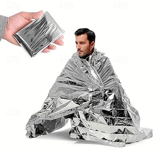  couvertures d'urgence couverture thermique mylar (1 paquet) de couverture spatiale géante, couvertures de survie équipement de camping robuste, premiers secours