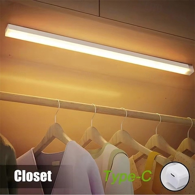  Motion Sensor LED Cabinet Light Type C Rechargeable Induction Night Light Wireless Portable Detector Lamp for Wardrobe Hallway