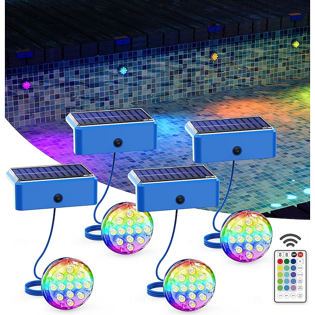 Solar Pool Light RGB IP68 Underwater Light Waterproof with Remote Control, 16 Color Adjustable for Swimming Pools, Ponds and Fountains 1pc 13