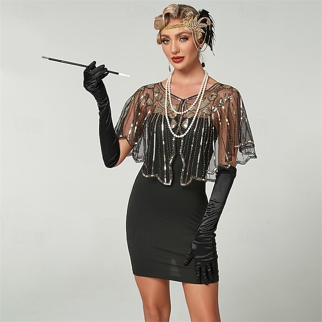  sweetv kvinders 1920'er sjal wraps, pailletter beaded flapper aftensjaler til kvinder formel/fest/bryllup/formel/harlem night