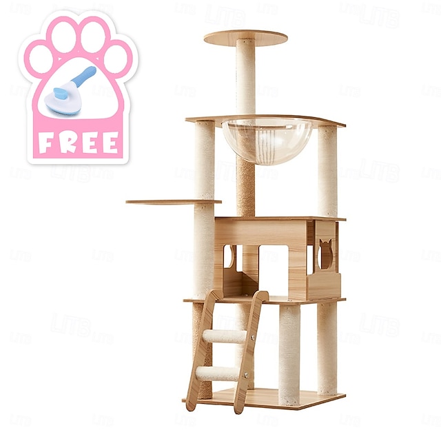  47.24 Inches Cat Tree/Cat Tree House and Towers for Large Cat/Cat Climbing Tree with Cat Condo/Cat Tree Scratching Post/Perches/Hammock, Multi-Level Large Cat Tree